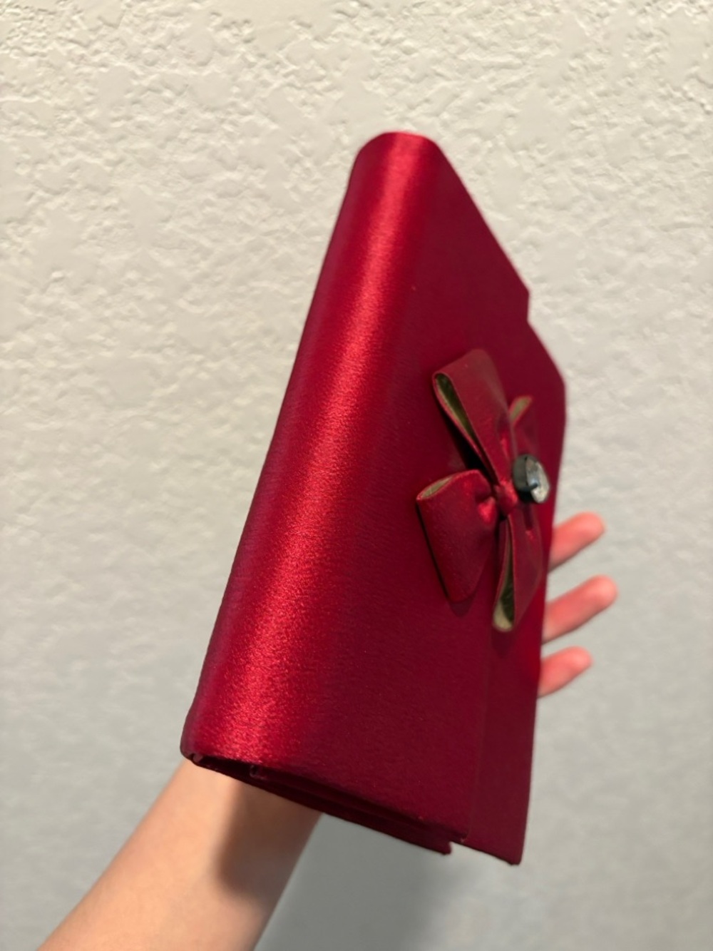 Yves Saint Laurent Red Satin
Bow Clutch with Crystal Accent - Picture 13 of 15